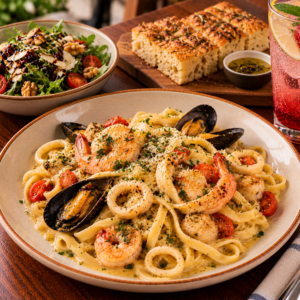 Pasta Fettuccine al Burro con Frutos del Mar